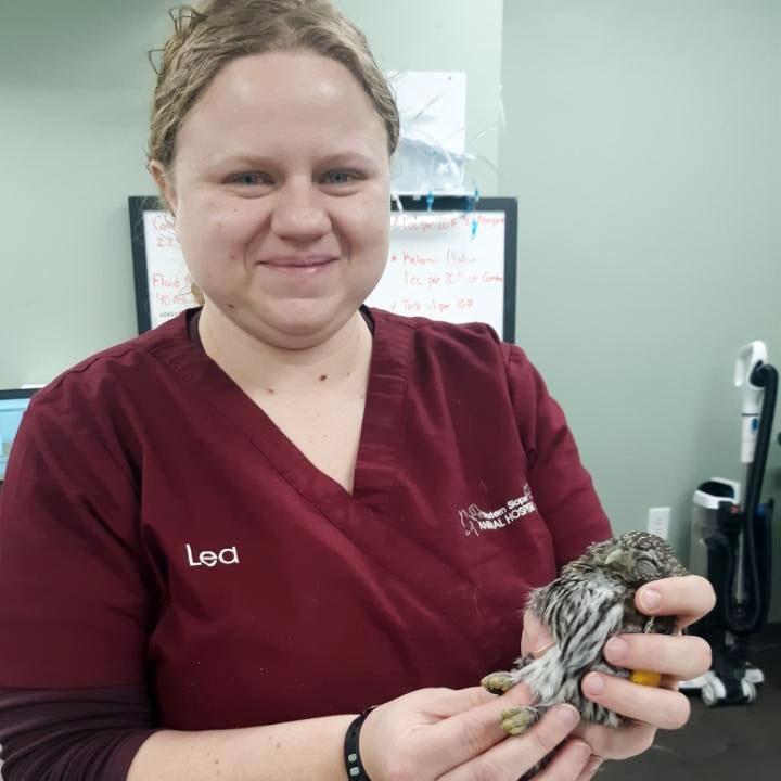 Lea Wharton holding bird